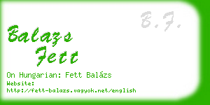 balazs fett business card